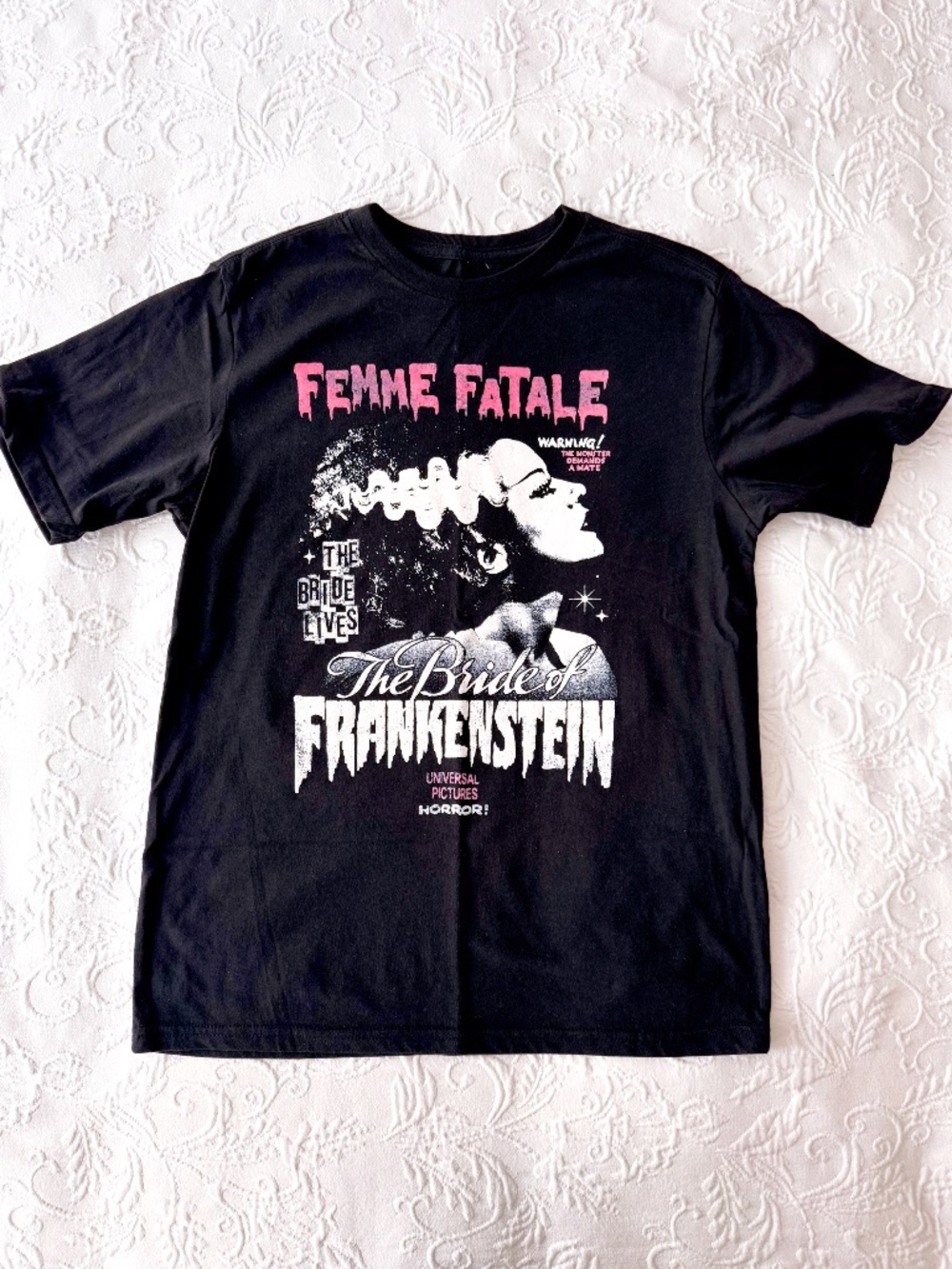 bride of frankenstein femme fatale tee shirt xs universal monsters horror